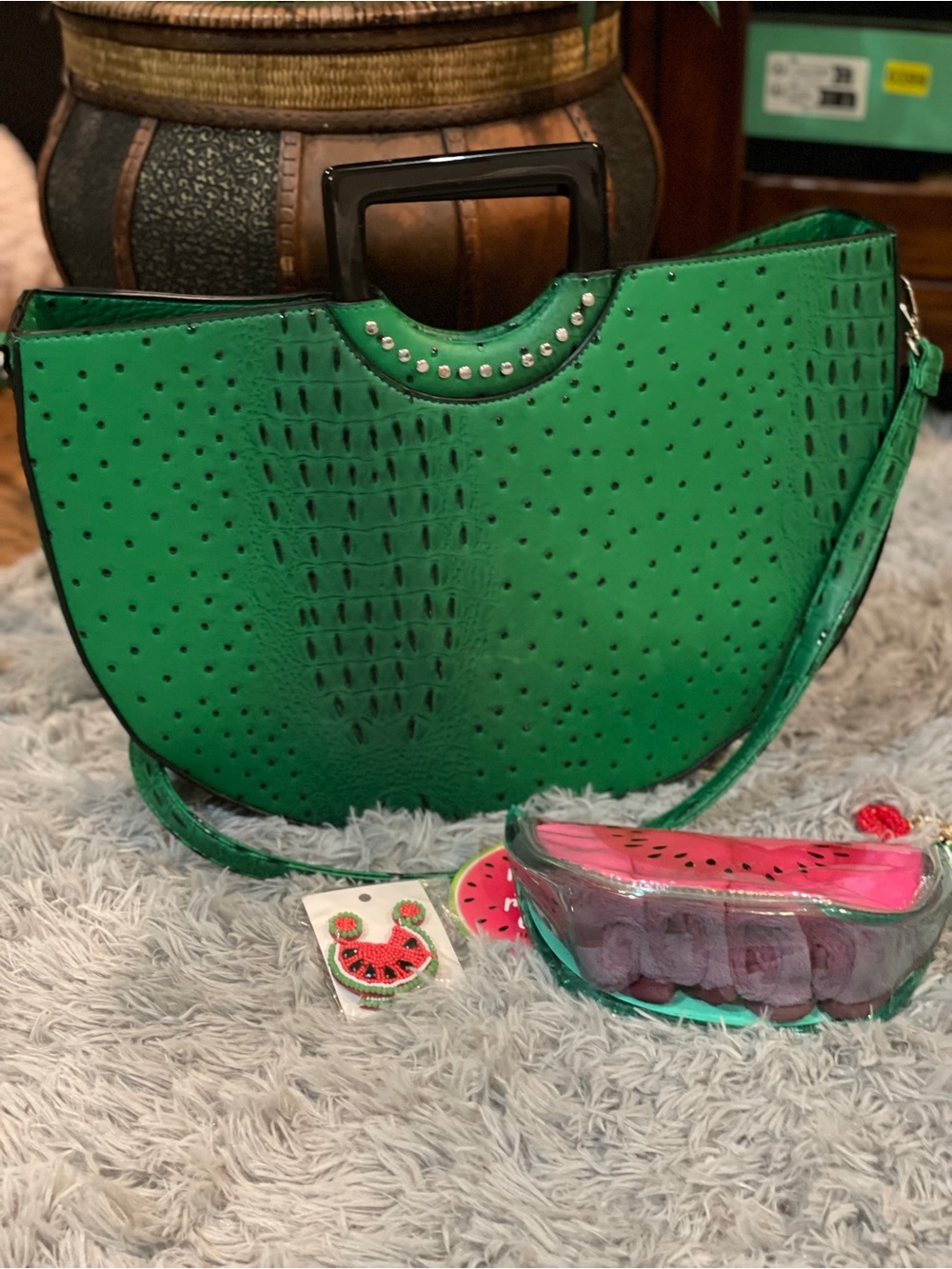 Green Semi-Circle Handbag with Top Handle Cato - Picture 2 of 2